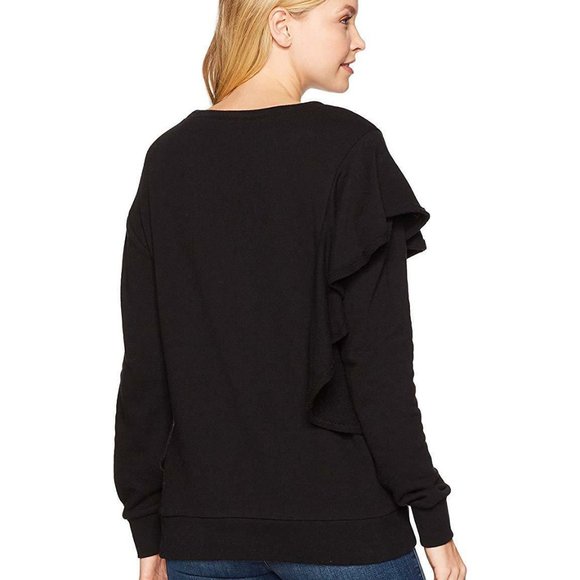NWT Women's Splendid West Fourth Ruffle Sweatshirt White, Gray, Black $100 - Picture 4 of 6